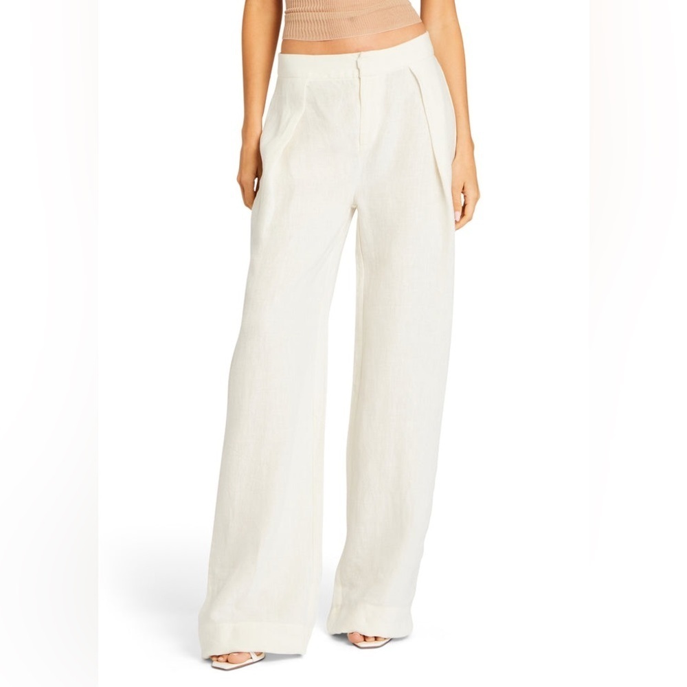 Seroya Cream Wide Leg Pants S High Rise Pleated NWT Trouser